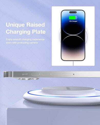 شاحن لاسلكي مغناطيسي لهاتف iPhone 15 - قاعدة شحن لاسلكية سريعة NANAMI، حصيرة شاحن آمنة لهاتف Apple iPhone 15 Pro/14/14 Pro /14 Plus/13/13 Pro/12، شاحن هاتف آمن Mag لـ AirPods 3/2/Pro in Kuwait