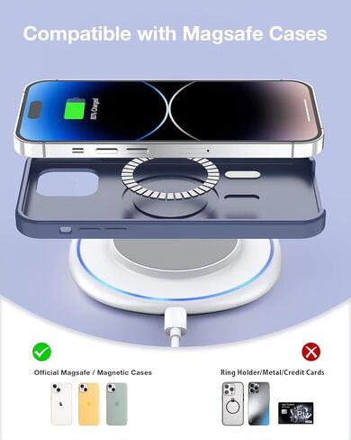 شاحن لاسلكي مغناطيسي لهاتف iPhone 15 - قاعدة شحن لاسلكية سريعة NANAMI، حصيرة شاحن آمنة لهاتف Apple iPhone 15 Pro/14/14 Pro /14 Plus/13/13 Pro/12، شاحن هاتف آمن Mag لـ AirPods 3/2/Pro in Kuwait