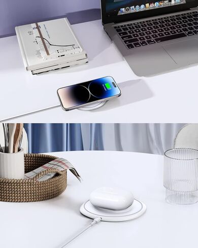 شاحن لاسلكي مغناطيسي لهاتف iPhone 15 - قاعدة شحن لاسلكية سريعة NANAMI، حصيرة شاحن آمنة لهاتف Apple iPhone 15 Pro/14/14 Pro /14 Plus/13/13 Pro/12، شاحن هاتف آمن Mag لـ AirPods 3/2/Pro in Kuwait