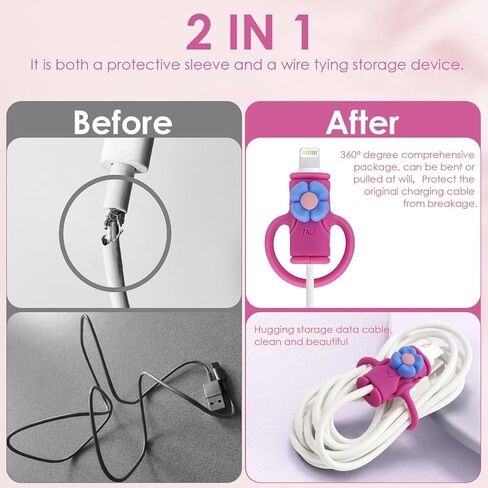 Cable Protector for iPhone Charger, SAISN Silicone Charger Cord Protector Cute Black Cat Claws Wire Protector 2 in 1 Flexible Cable Protectors for Cords Anti-Break Charging Cable Cord Saver Winder in Kuwait