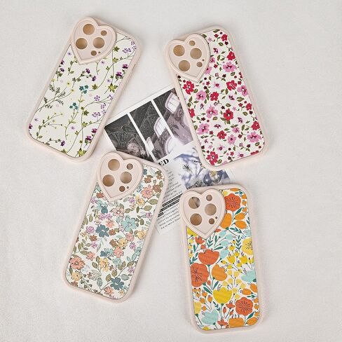 متوافق مع حافظة iPhone 14 Wild Floral [إطار عدسة على شكل قلب لطيف] [حماية فاخرة ضد الصدمات] حافظة iPhone 14 باللون الأبيض الكريمي للنساء والفتيات in Kuwait