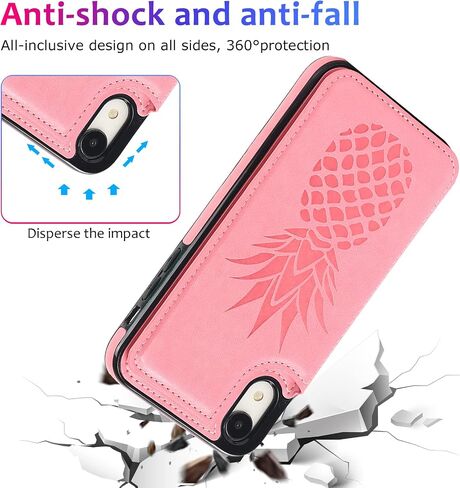 iPhone XR Case XR Card Credit Holder Wallet Protective Cover with Card Slot and Leather Case for iPhone XR 6.1Inch (Gold) in Saudi Arabia