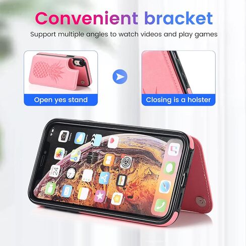 iPhone XR Case XR Card Credit Holder Wallet Protective Cover with Card Slot and Leather Case for iPhone XR 6.1Inch (Gold) in Saudi Arabia