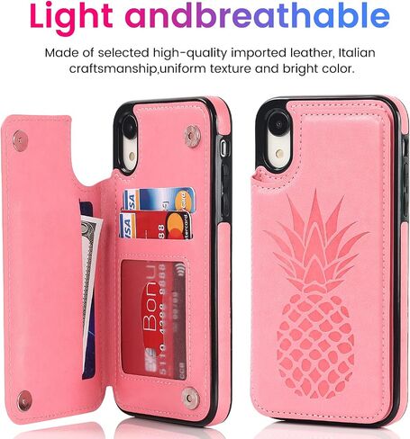 iPhone XR Case XR Card Credit Holder Wallet Protective Cover with Card Slot and Leather Case for iPhone XR 6.1Inch (Gold) in Saudi Arabia