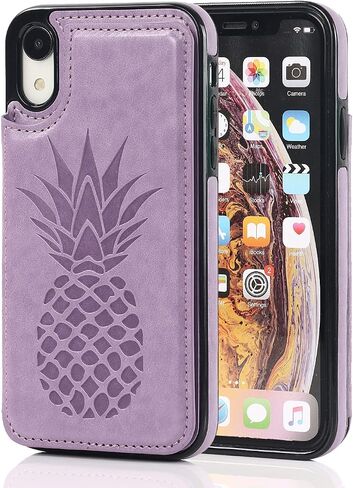 iPhone XR Case XR Card Credit Holder Wallet Protective Cover with Card Slot and Leather Case for iPhone XR 6.1Inch (Gold) in Saudi Arabia