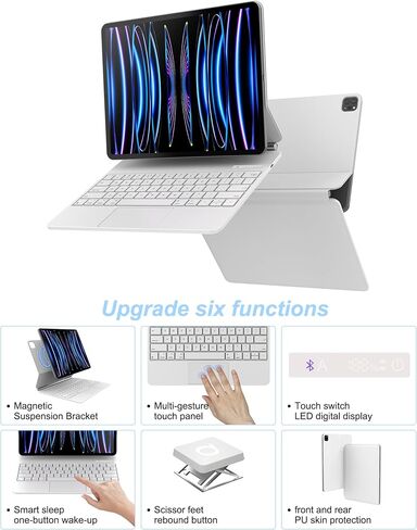 Magnetic Keyboard Case Compatible with iPad Pro 11 inch 2022/2021/2020/2018, [Smart Wake-up] [Sensitive Touchpad] [Floating Cantilever Stand] Easy to Set Wireless Smart Keyboard Case Cover, Black in Saudi Arabia