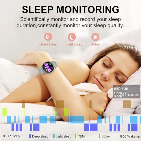 Smartwatch for Women, Waterproof Bluetooth Call Watch for Android iOS Phones, 1.32" AMOLED Round Touch Screen Fitness Tracker with 100+ Sports Modes/Health Monitor/Password Lock (Gold) in Kuwait