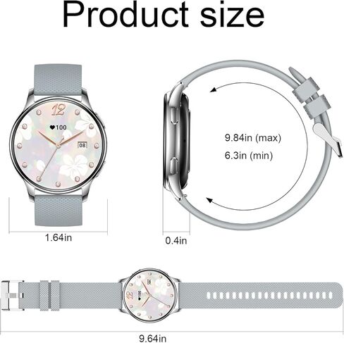 Smartwatch for Women, Waterproof Bluetooth Call Watch for Android iOS Phones, 1.32" AMOLED Round Touch Screen Fitness Tracker with 100+ Sports Modes/Health Monitor/Password Lock (Gold) in Kuwait