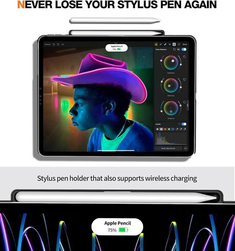 حافظة متوافقة مع Magic-Keyboard لجهاز iPad Pro-11 بوصة - حافظات مع حامل قلم رصاص لغطاء خلفي نحيف للوحة المفاتيح الذكية، لجهاز iPad Air 4/5/6 الجيل 10.9 بوصة (لوحة المفاتيح غير متضمنة، أسود) in Saudi Arabia
