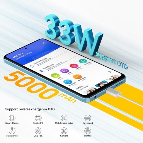 Blackview Shark 8 Unlocked Phones, 16GB+128GB/SD 2TB Mobile Phone, Android 13, Octa-Core Helio 6nm G99 Android Phones, 120Hz 6.78" FHD+, 5000mAh 33W, 64MP Camera, NFC, Fingerprint & Face ID Cellphone in Saudi Arabia