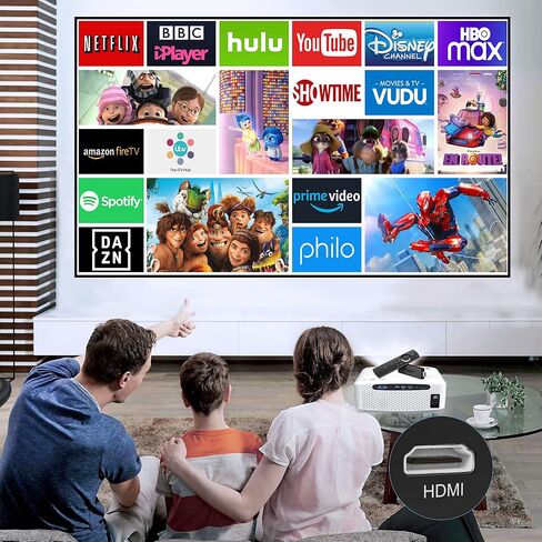 جهاز عرض بلوتوث واي فاي 1080P 5G أصلي، جهاز عرض خارجي 300 بوصة، 350 ANSI، دعم 4K، جهاز عرض منزلي لـ iOS/Android/TV Stick in Kuwait