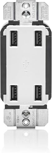 Leviton USB4P-W شاحن USB عالي السرعة 4.2 أمبير، 4 منافذ، أبيض in Saudi Arabia