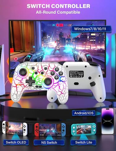 ZRZLMVP Switch Pro Controller Wireless Control - Compatible with Nitendo Switch/OLED/Lite, 1000mAh Rechargeable Switch Controllers with 9 Colors LED, Wake Up, Turbo, Vibration in Saudi Arabia
