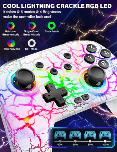 ZRZLMVP Switch Pro Controller Wireless Control - Compatible with Nitendo Switch/OLED/Lite, 1000mAh Rechargeable Switch Controllers with 9 Colors LED, Wake Up, Turbo, Vibration in Saudi Arabia