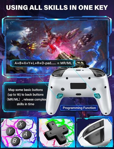 ZRZLMVP Switch Pro Controller Wireless Control - Compatible with Nitendo Switch/OLED/Lite, 1000mAh Rechargeable Switch Controllers with 9 Colors LED, Wake Up, Turbo, Vibration in Saudi Arabia