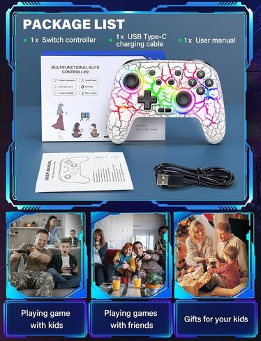 ZRZLMVP Switch Pro Controller Wireless Control - Compatible with Nitendo Switch/OLED/Lite, 1000mAh Rechargeable Switch Controllers with 9 Colors LED, Wake Up, Turbo, Vibration in Saudi Arabia