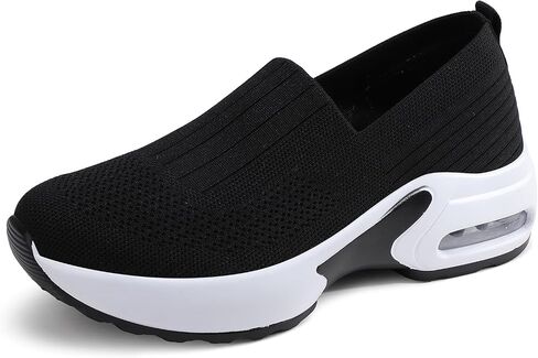 Womens Walking Shoes - Sock Sneakers Knit Upper Non Slip Shoes Breathable Lightweight Mesh Platform Air Cushion Athletic Shoes in Saudi Arabia