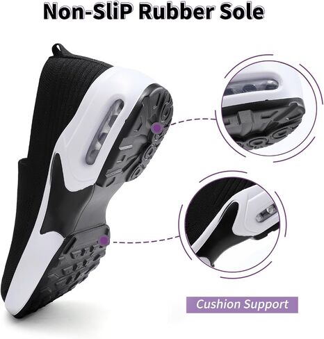 Womens Walking Shoes - Sock Sneakers Knit Upper Non Slip Shoes Breathable Lightweight Mesh Platform Air Cushion Athletic Shoes in Saudi Arabia