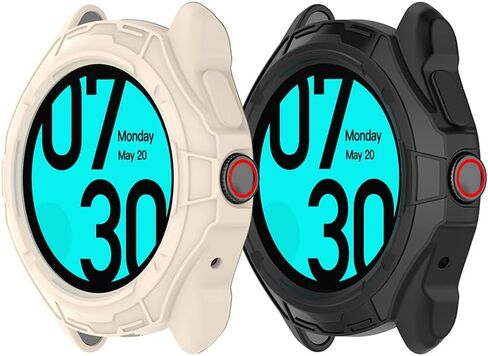 حافظات الساعة المتوافقة مع حافظة Ticwatch Pro 5 (بدون واقي شاشة) ملحقات غطاء حماية ناعم من مادة TPU (ضوء النجوم + أسود) in Kuwait