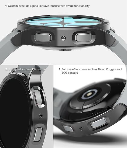 Ringke Slim [مادة مضادة للاصفرار / عبوتين] متوافق مع حافظة Samsung Galaxy Watch 6 (44 مم) غطاء شفاف متين وخفيف الوزن + لون إضافي للنساء والرجال - شفاف وكروم in Saudi Arabia