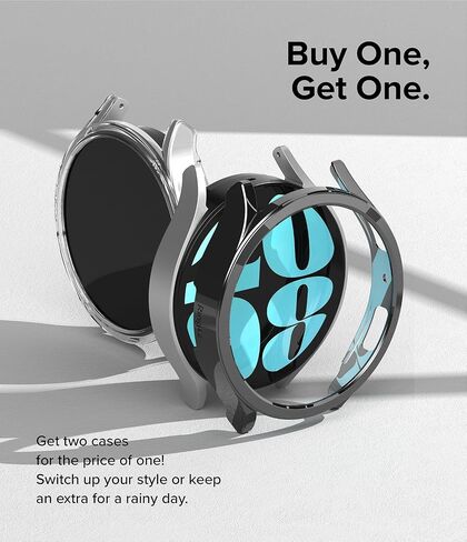 Ringke Slim [مادة مضادة للاصفرار / عبوتين] متوافق مع حافظة Samsung Galaxy Watch 6 (44 مم) غطاء شفاف متين وخفيف الوزن + لون إضافي للنساء والرجال - شفاف وكروم in Saudi Arabia