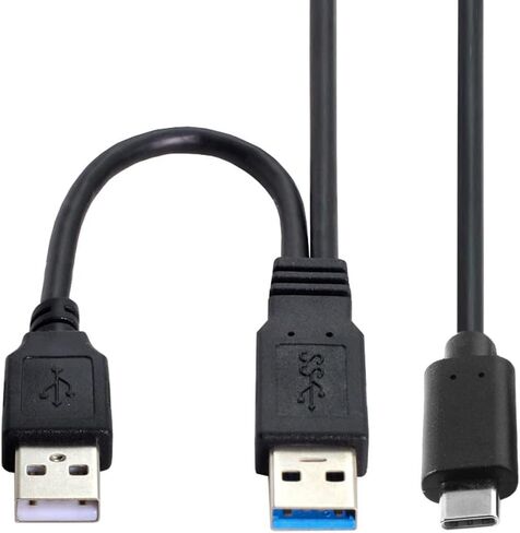 CY Cable USB 3.1 Type C USB-C to Dual A Male Extra Power Data Y Cable for Phone Hard Disk in Saudi Arabia