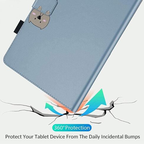 حافظة كمبيوتر لوحي لهاتف Huawei MediaPad T5 مقاس 10.1 بوصة، حافظة قلابة كرتونية لطيفة، حافظات حماية بحامل ناعم من البولي يوريثان مع حامل قلم للكمبيوتر اللوحي Huawei MediaPad T5، فتحات للبطاقات، تنبيه/غفو تلقائي، أسود. in Saudi Arabia