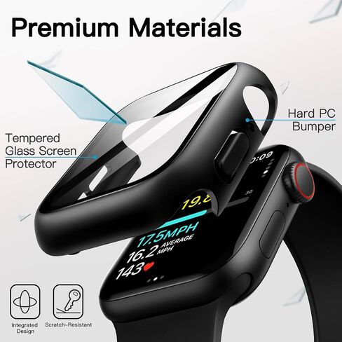 JETech Waterproof Case with Screen Protector for Apple Watch SE (2022/2020) / Series 6 5 4 40mm, Built-in Tempered Glass Film Hard PC Bumper Full Protective Cover, 2 Pack (Black) in Saudi Arabia