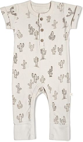 MakeMake Organics GOTS Certified Organic Cotton Infant Baby Cozy Comfort Organic Baby Short Sleeve Button Romper in Saudi Arabia