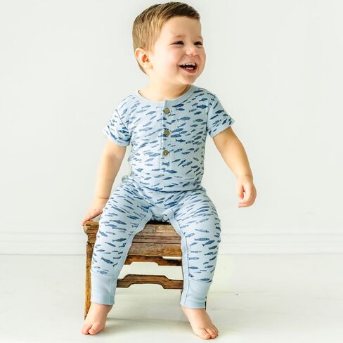 MakeMake Organics GOTS Certified Organic Cotton Infant Baby Cozy Comfort Organic Baby Short Sleeve Button Romper in Saudi Arabia