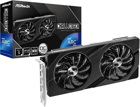 ASRock Intel ARC A750 Challenger D 8GB OC، 8GB DDR6، PCIe4، 2 HDMI، 2 DP، ساعة 2200 ميجاهرتز، تبريد 0 ديسيبل، كسر سرعة التشغيل in Kuwait