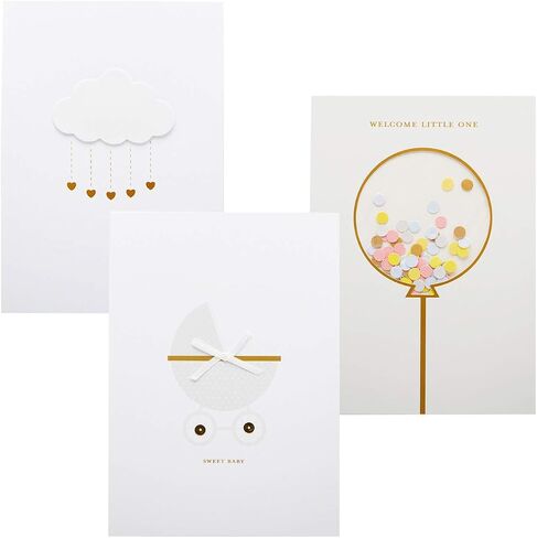 C.R. Gibson Handmade Glittery Happy Birthday Cards for Girls, Assorted 3pc, 5'' x 7'' in Saudi Arabia