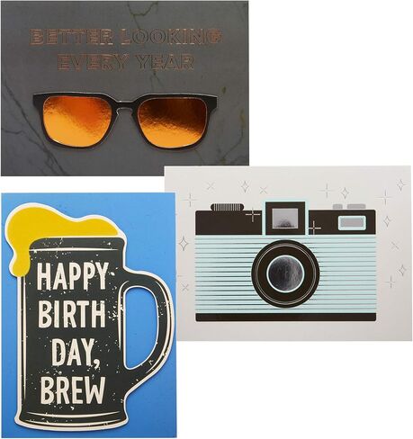 C.R. Gibson Handmade Glittery Happy Birthday Cards for Girls, Assorted 3pc, 5'' x 7'' in Saudi Arabia