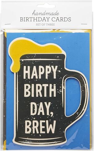 C.R. Gibson Handmade Glittery Happy Birthday Cards for Girls, Assorted 3pc, 5'' x 7'' in Saudi Arabia