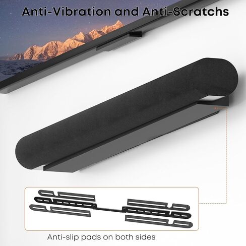PUTORSEN Soundbar Wall Mount مصمم لشريط الصوت Sonos Arc، حامل تثبيت مكبر الصوت منخفض المستوى تحت التلفزيون مع بطانة إسفنجية عالية الكثافة، سهل التجميع، أسود in Kuwait