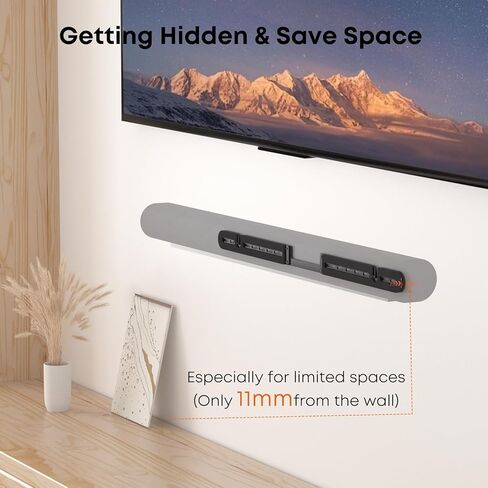PUTORSEN Soundbar Wall Mount مصمم لشريط الصوت Sonos Arc، حامل تثبيت مكبر الصوت منخفض المستوى تحت التلفزيون مع بطانة إسفنجية عالية الكثافة، سهل التجميع، أسود in Kuwait