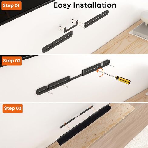 PUTORSEN Soundbar Wall Mount مصمم لشريط الصوت Sonos Arc، حامل تثبيت مكبر الصوت منخفض المستوى تحت التلفزيون مع بطانة إسفنجية عالية الكثافة، سهل التجميع، أسود in Kuwait