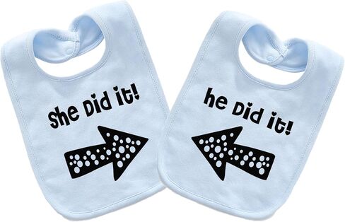 YSCULBUTOL Baby Twins Bibs He/She Did It Newborn Baby Twins Bibs Cute Unisex Bibs Set For Toddler Boys Girls in Saudi Arabia