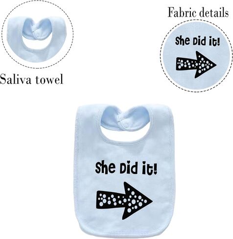 YSCULBUTOL Baby Twins Bibs He/She Did It Newborn Baby Twins Bibs Cute Unisex Bibs Set For Toddler Boys Girls in Saudi Arabia