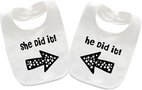 YSCULBUTOL Baby Twins Bibs He/She Did It Newborn Baby Twins Bibs Cute Unisex Bibs Set For Toddler Boys Girls in Saudi Arabia