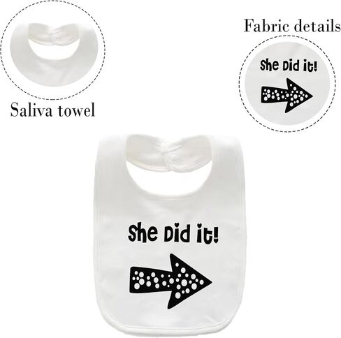 YSCULBUTOL Baby Twins Bibs He/She Did It Newborn Baby Twins Bibs Cute Unisex Bibs Set For Toddler Boys Girls in Saudi Arabia