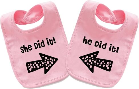YSCULBUTOL Baby Twins Bibs He/She Did It Newborn Baby Twins Bibs Cute Unisex Bibs Set For Toddler Boys Girls in Saudi Arabia