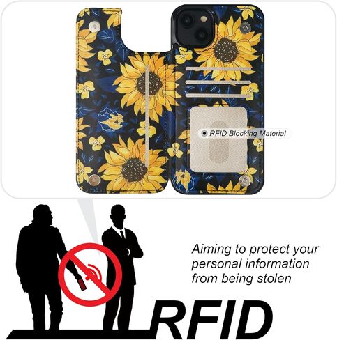 HAOPINSH for iPhone 14 Plus Wallet Case with Card Holder, American Flag Sunflowers Pattern Back Flip Folio PU Leather Kickstand Card Slots Case for Women Girls, Double Magnetic Clasp Cover 6.7" in Kuwait