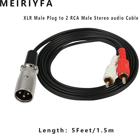 MEIRIYFA XLR Female to 2RCA Male Y Splitter Patch Cable, Unbalanced XLR Female to 2 RCA/Phono Plug Stereo Audio Interconnect Duplicator Lead - 1.5 Meter (XLR Female to 2RCA) in Kuwait