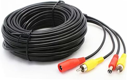 كابل تمديد AV فيديو 16FT/5M 2 في 1 RCA HD، كابل تمديد طاقة RCA+ DC، لكاميرا مراقبة CCTV وكاميرا عكسية وكابل صوت وفيديو - (قطعة واحدة) in Kuwait