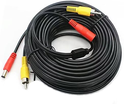 كابل تمديد AV فيديو 16FT/5M 2 في 1 RCA HD، كابل تمديد طاقة RCA+ DC، لكاميرا مراقبة CCTV وكاميرا عكسية وكابل صوت وفيديو - (قطعة واحدة) in Kuwait