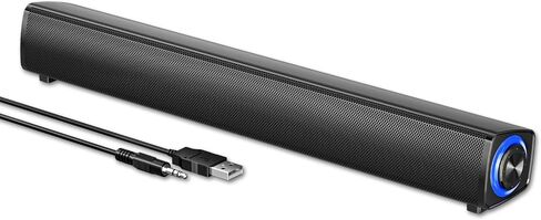 Computer Speaker, Dual 5W USB Powered 3.5mm AUX-in, Plug-n-Play Soundbar for Desktop Monitor, PC, Laptop, Tablets, Crystal-Clear Sound, Loud Volume, Volume Control, Metal Mesh Surface in Saudi Arabia