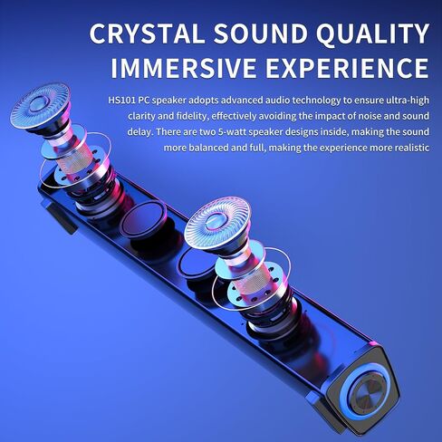 Computer Speaker, Dual 5W USB Powered 3.5mm AUX-in, Plug-n-Play Soundbar for Desktop Monitor, PC, Laptop, Tablets, Crystal-Clear Sound, Loud Volume, Volume Control, Metal Mesh Surface in Saudi Arabia