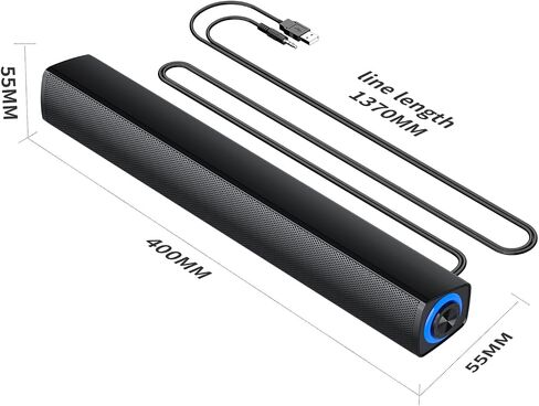 Computer Speaker, Dual 5W USB Powered 3.5mm AUX-in, Plug-n-Play Soundbar for Desktop Monitor, PC, Laptop, Tablets, Crystal-Clear Sound, Loud Volume, Volume Control, Metal Mesh Surface in Saudi Arabia