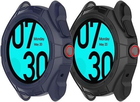 حافظات الساعة المتوافقة مع حافظة Ticwatch Pro 5 (بدون واقي شاشة) ملحقات غطاء حماية ناعم من مادة TPU (ضوء النجوم + أسود) in Kuwait